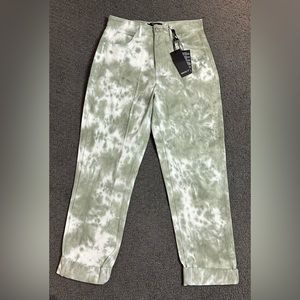 Forever 21 Acid Tie Dye High Rise Jeans Sage Green & White Size XS New